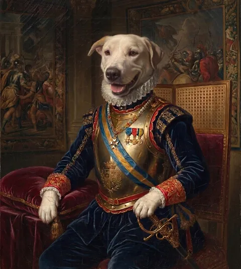 Classic pet portrait on canvas